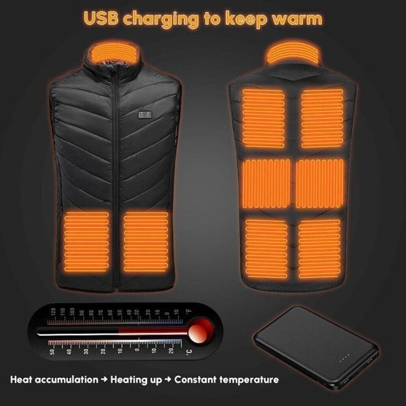 Heated Vest 9 Heating Zones With 10000mAh Battery Pack Electric Heating … - Picture 14 of 14